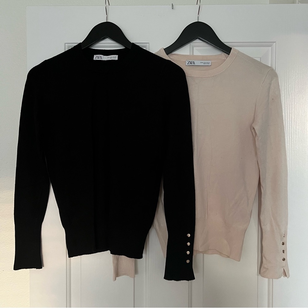 Zara Basic Plain Knit Sweater Two Pack Black Size… - image 2
